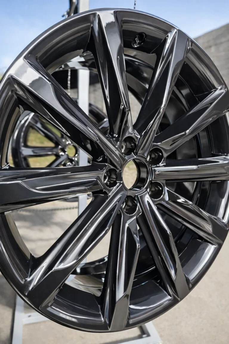 Renowacja felgi aluminiowej — malowanie proszkowe czarny mat